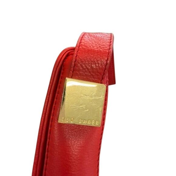 "TED BAKER" Cross Body Red Leather Purse Gold Metal Accent Quiet Luxury Designer - Picture 9 of 16